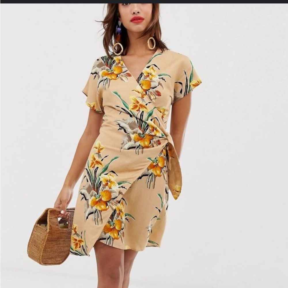 & Other Stories Floral linen wrap dress